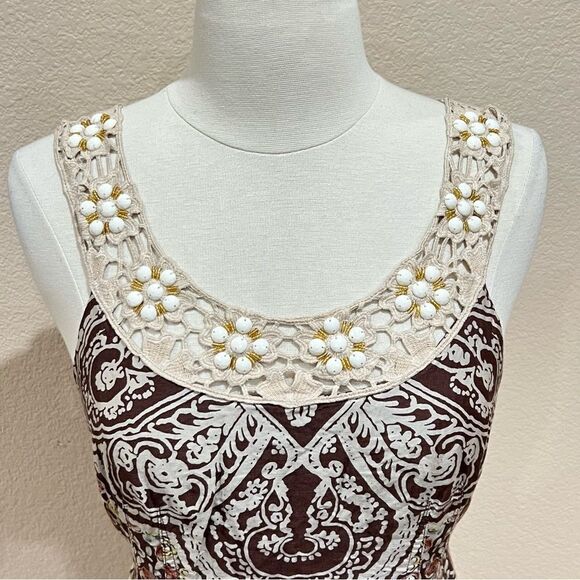Free People Cream Folklore Dress in Espresso Brown Size 4 - Picture 4 of 16